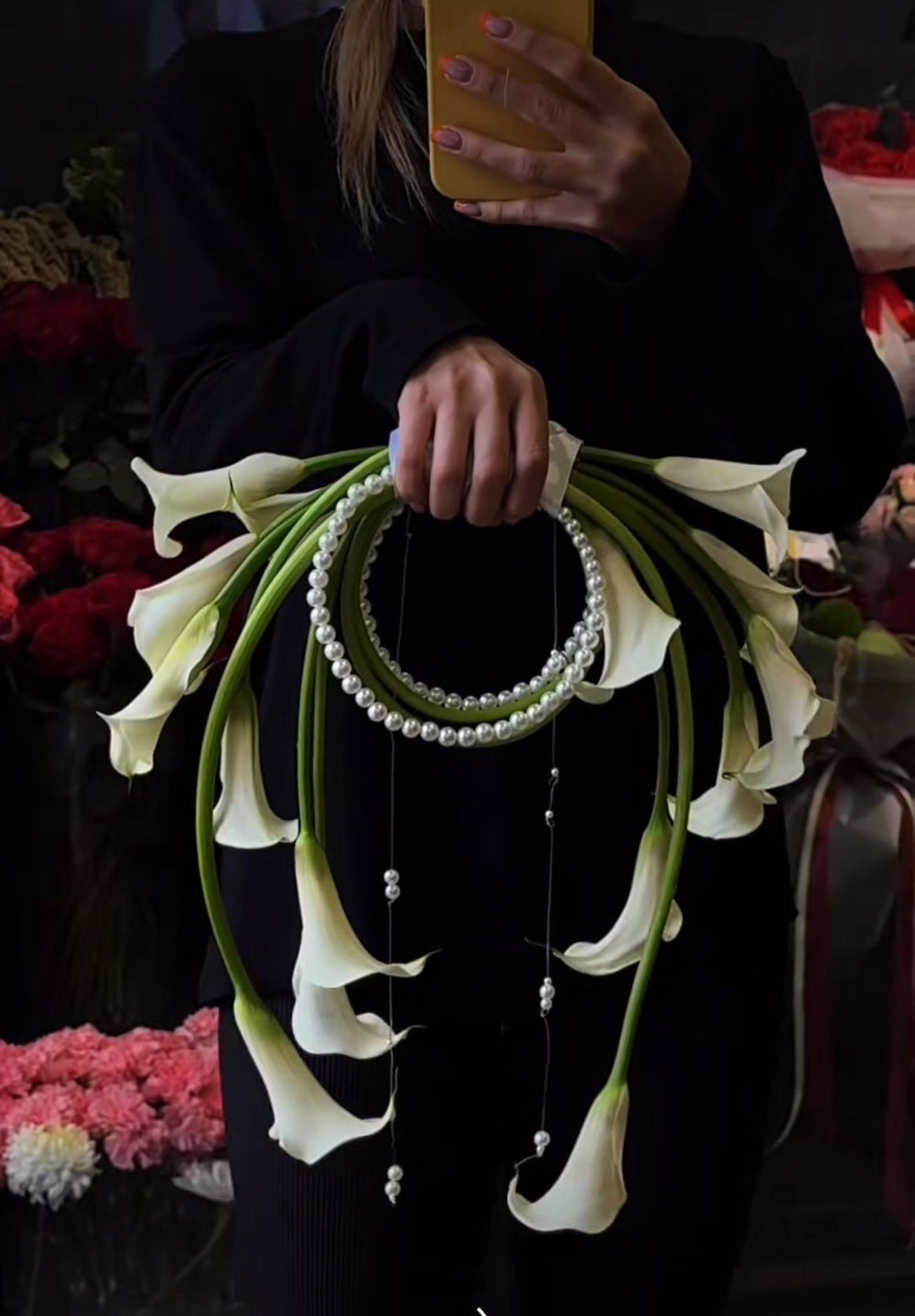 Elegant Calla Lily Pearl Handle – Statement Floral Accessory