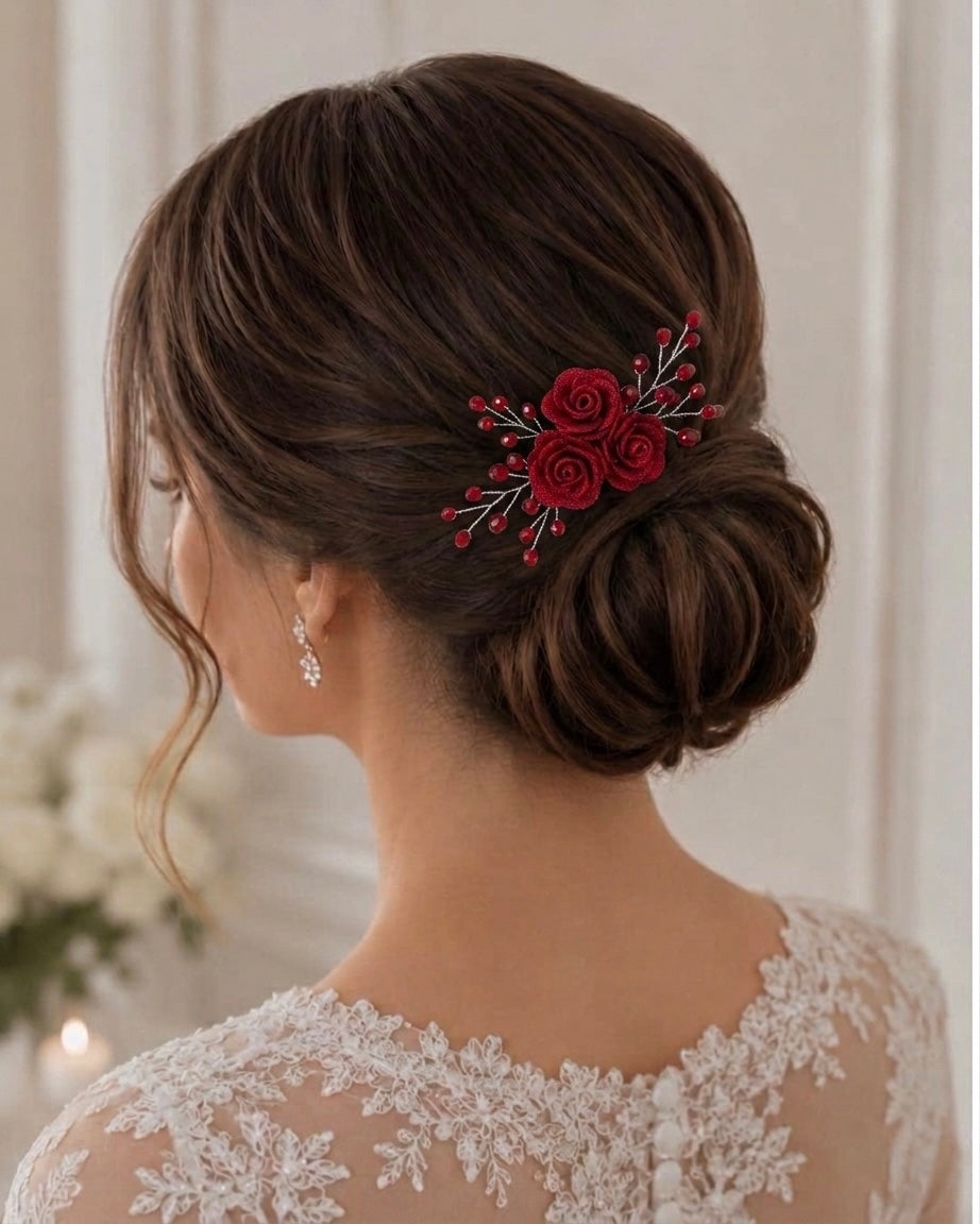 Red Rose Hair Comb