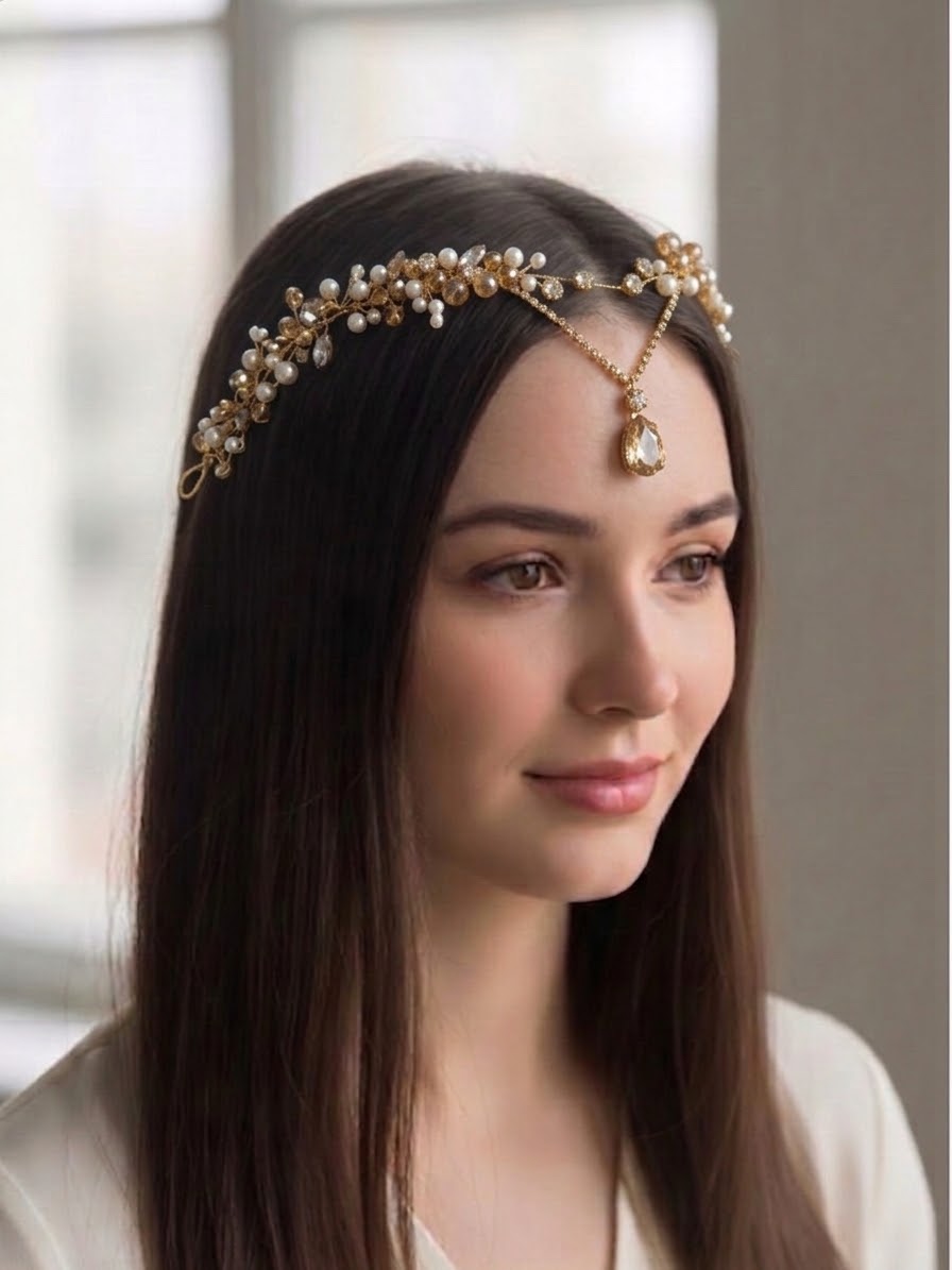 Champagne Garden Blossom Forehead Band