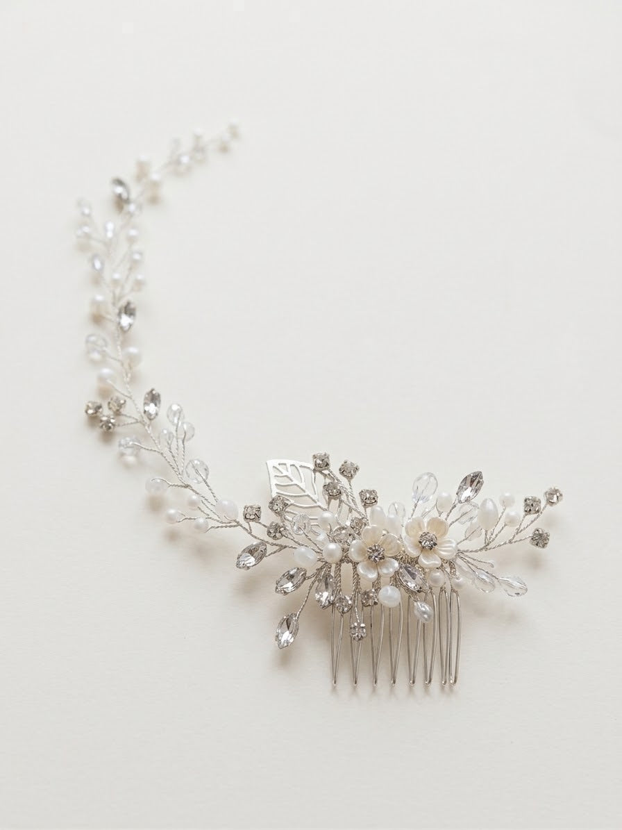 Pearl & Crystal Vine Hairpin