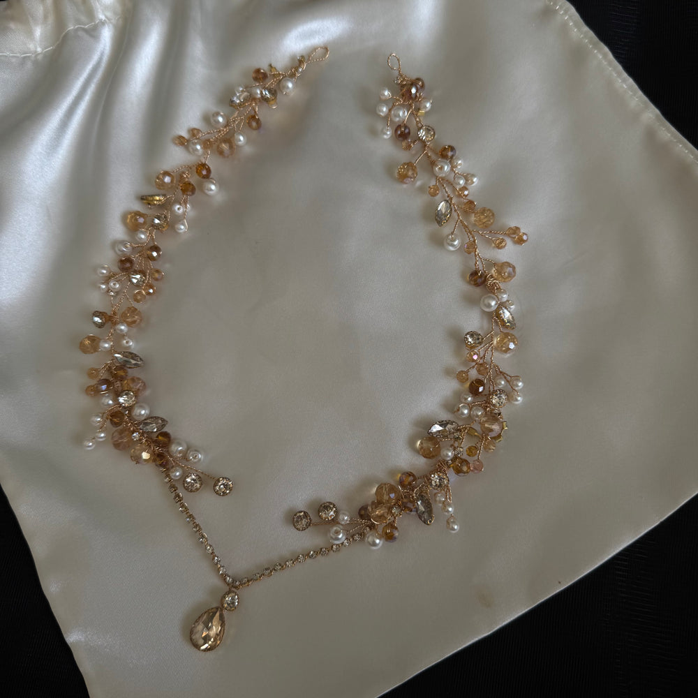 Champagne Garden Blossom Forehead Band