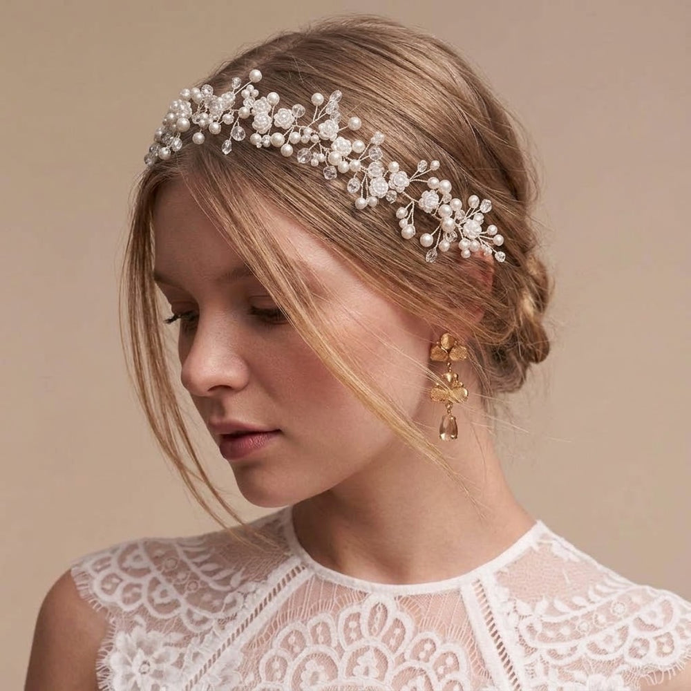 Crystal pearls bridal bun