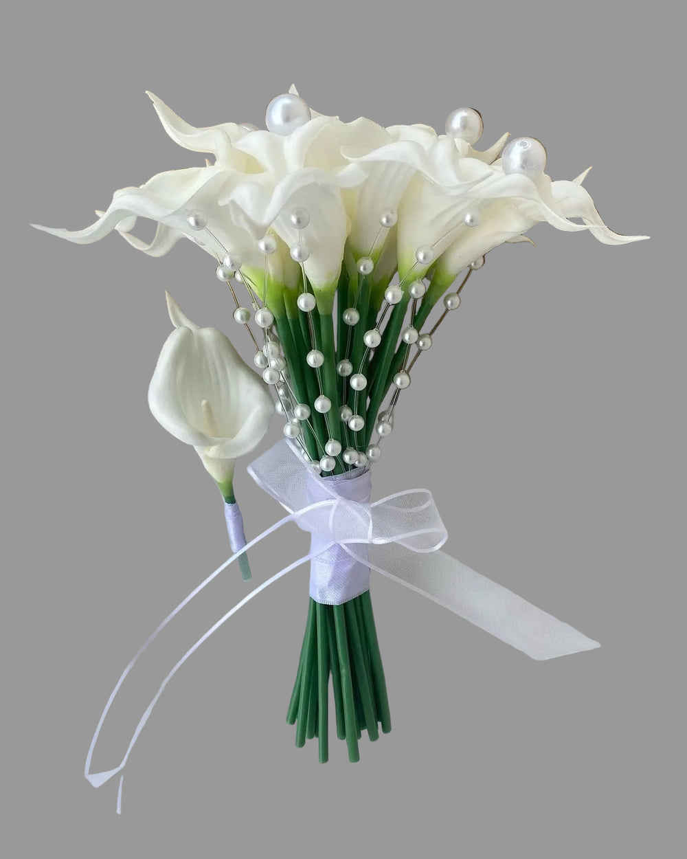 Pearl Embellished Calla Lily Bridal Bouquet
