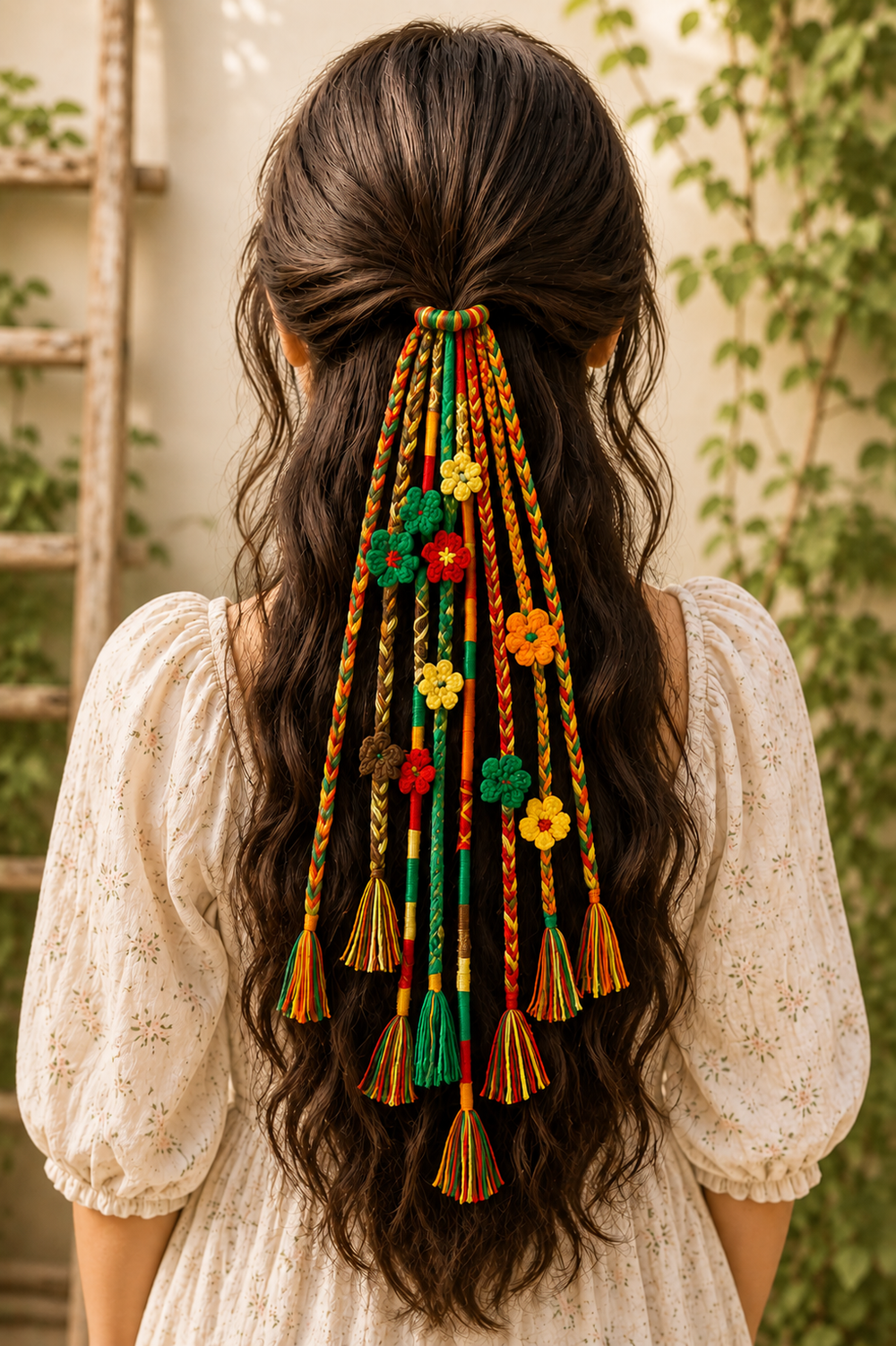 Multi color crochet hair fall