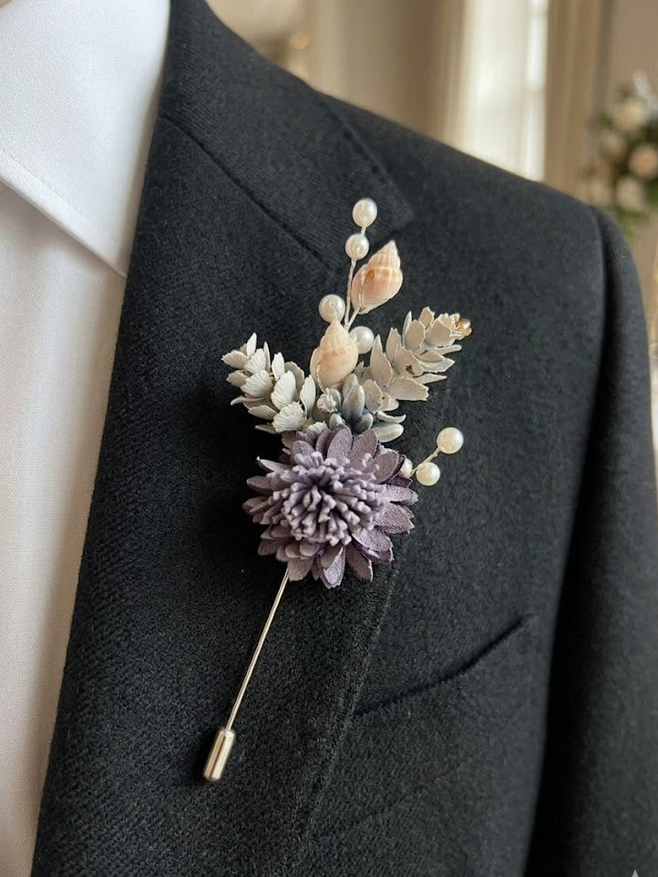 Coastal Lavender Fabric Lapel Pin