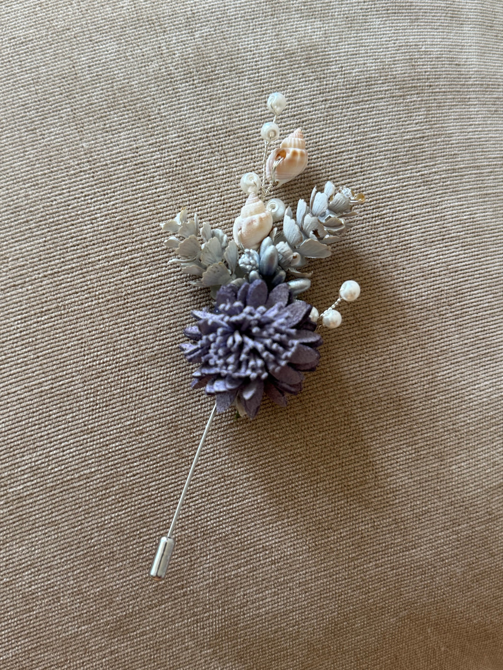 Coastal Lavender Fabric Lapel Pin