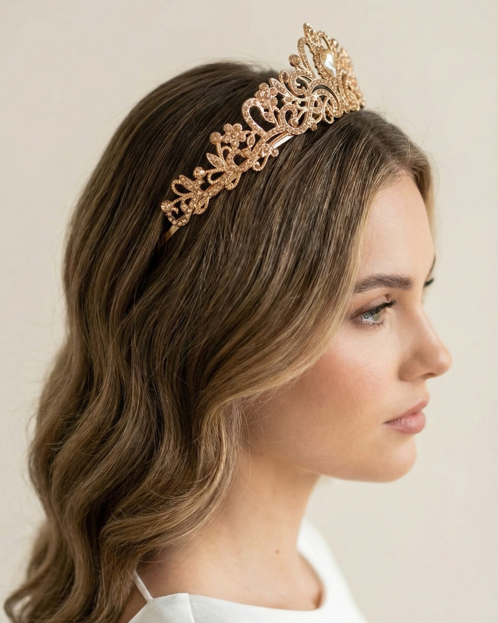 The Aurelius Gold Crystal Crown – Regal Statement Tiara