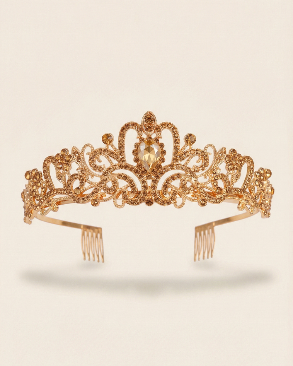 The Aurelius Gold Crystal Crown – Regal Statement Tiara