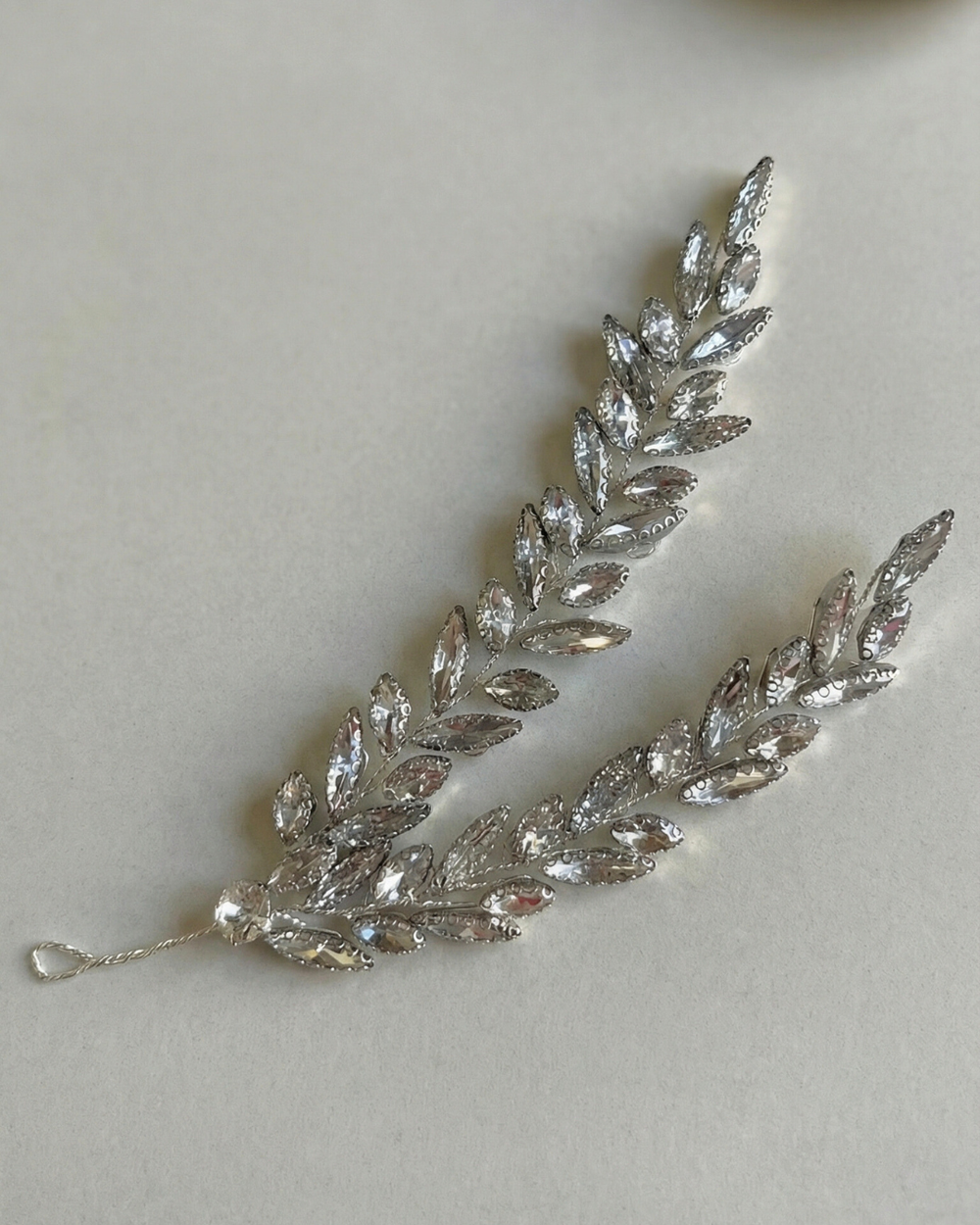 The Glow Laurel Crystal Hair Vine - Twin Silver