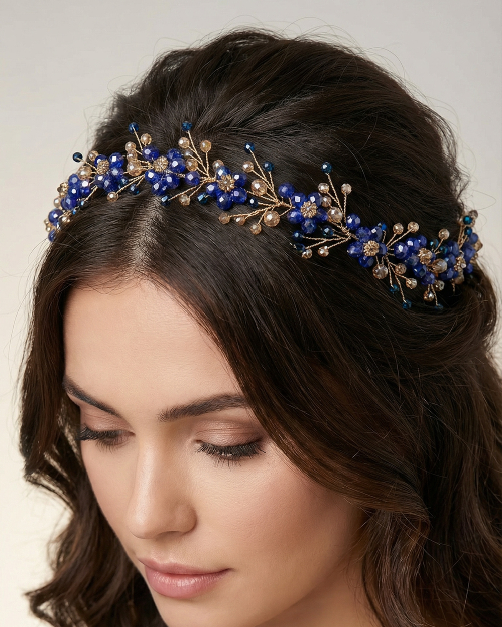 Sapphire Blue Crystal Hair Vine