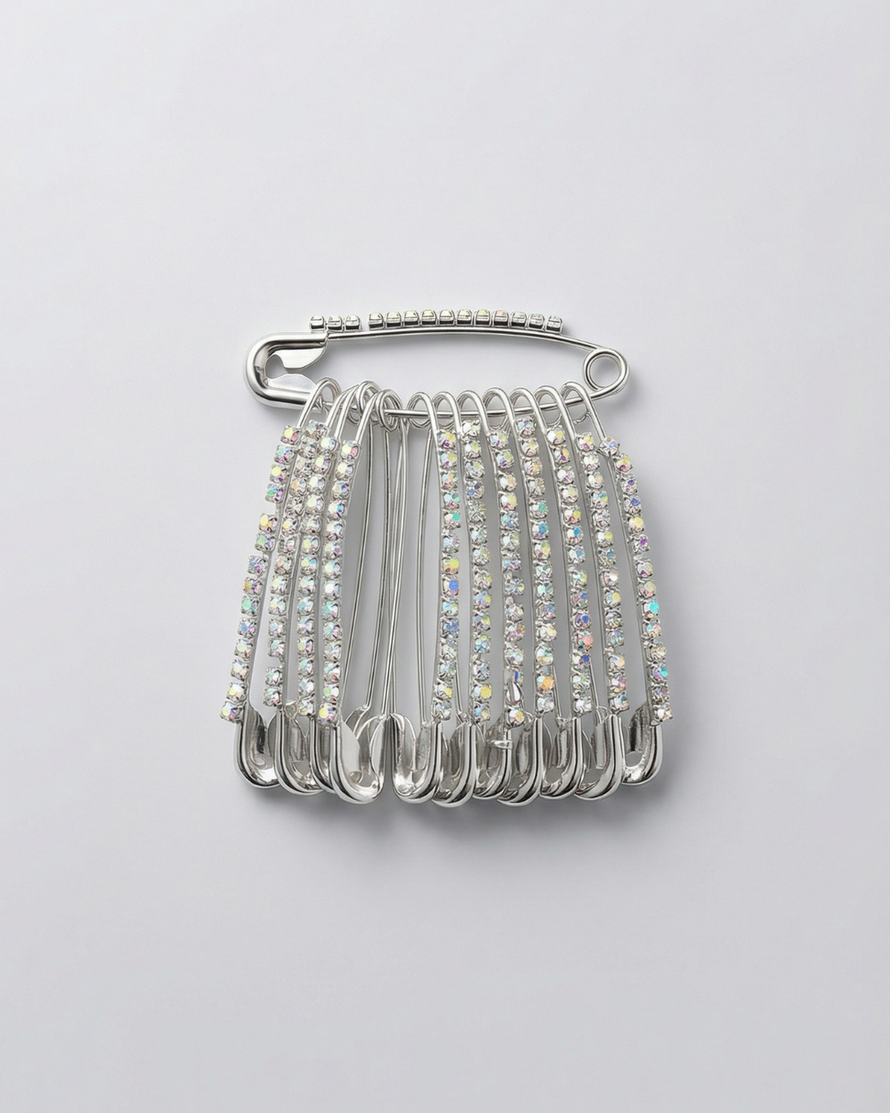 Silver Crystal Hijab Pins – Pack of 12