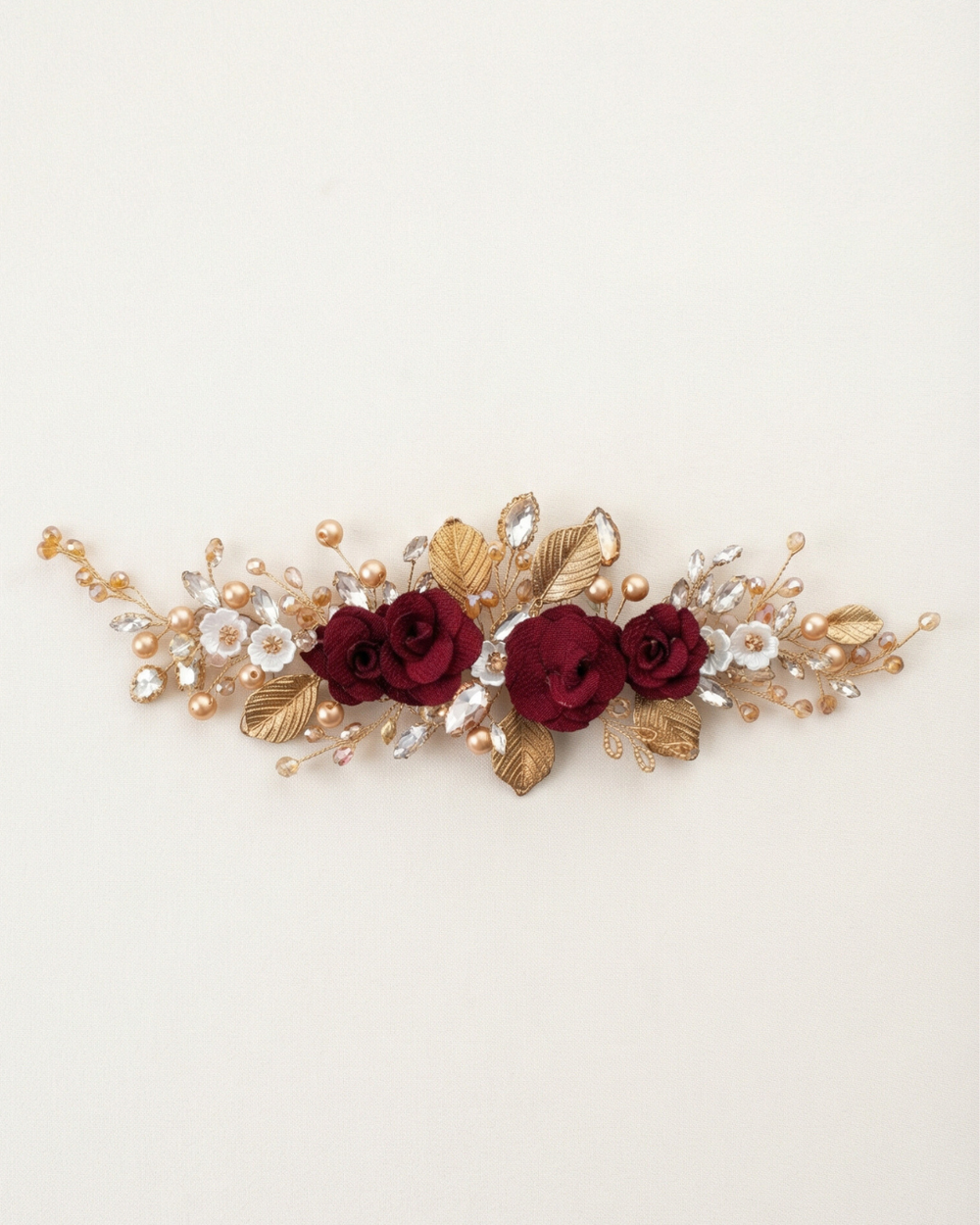 Burgundy Rose Vine Hair Piece - Signature