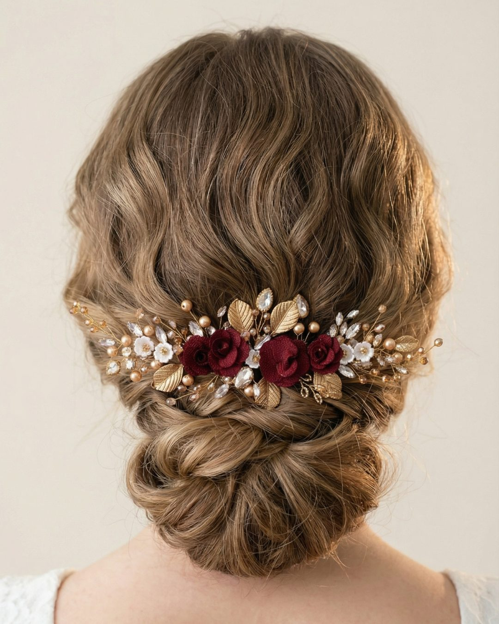 Burgundy Rose Hair Vine