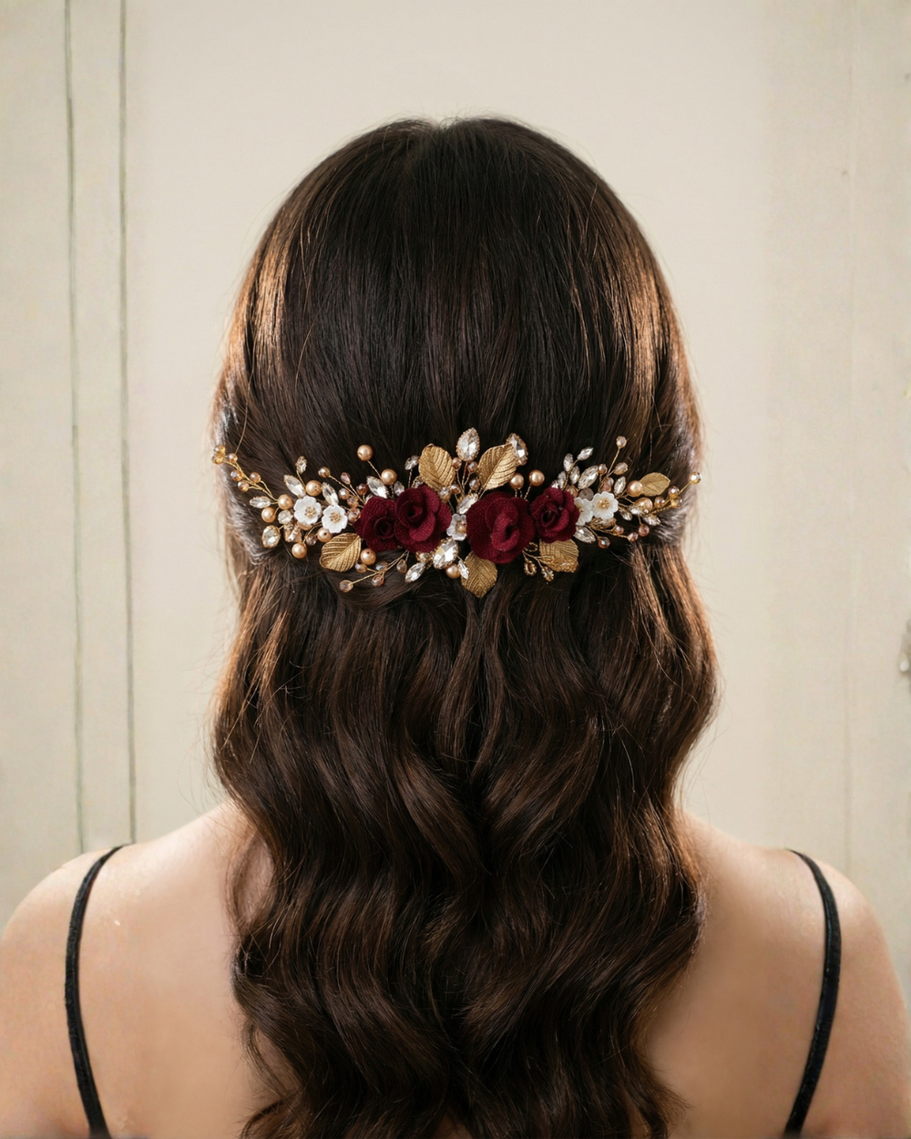 Burgundy Rose Vine Hair Piece - Signature